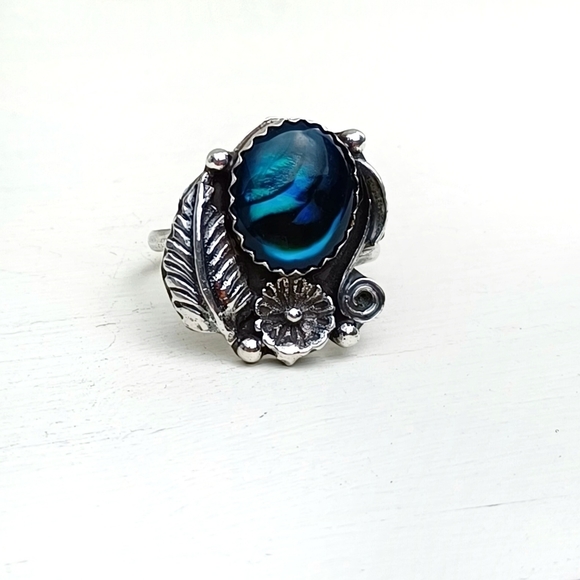 VTG Sterling Silver Labradorite Stone Ring - Picture 8 of 9